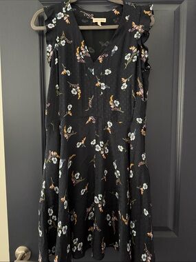 REBECCA TAYLOR black floral silk dress